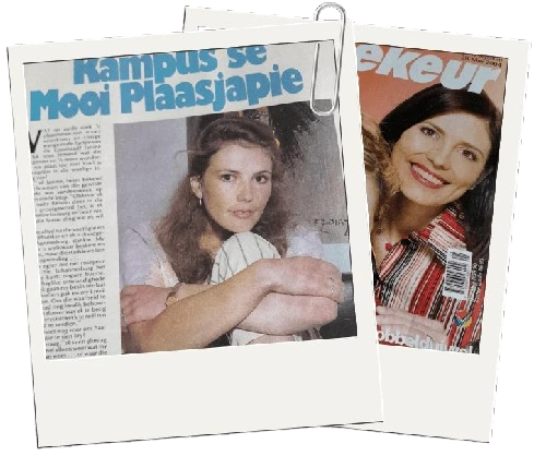 Magazine clippings from Janine Opperman's acting career